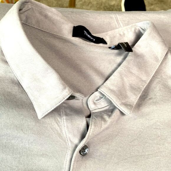 Theory Long Sleeve Gray Polo Shirt Size XL - Picture 4 of 6